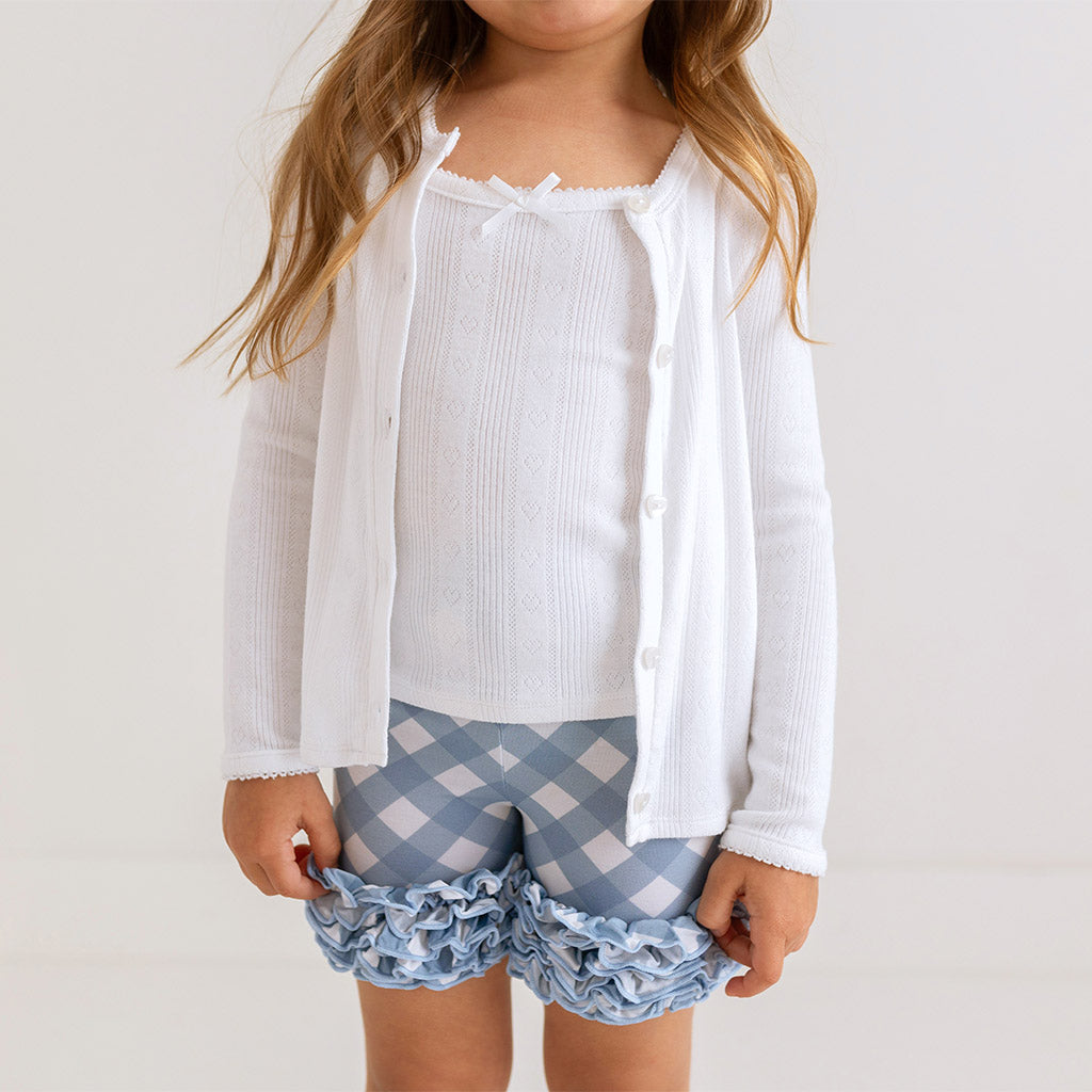 Dusty Blue Gingham Cha-Cha Shorts