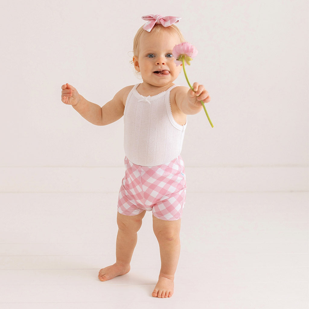 Dusty Rose Gingham Bike Shorts