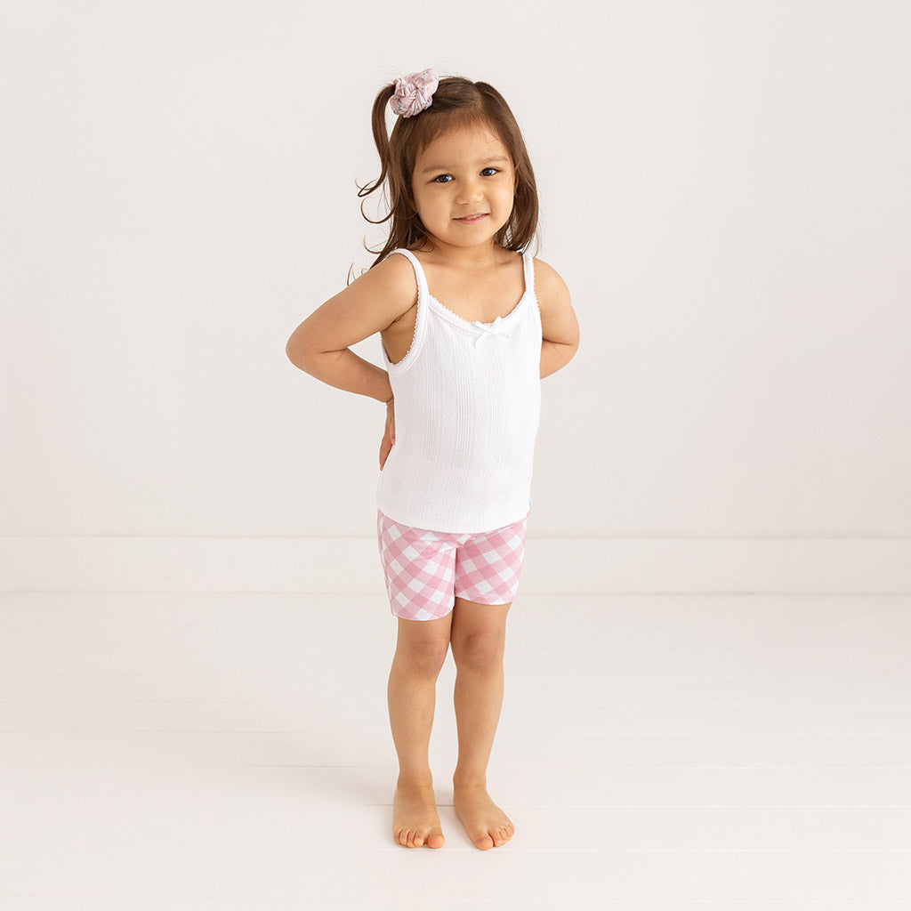 Dusty Rose Gingham Bike Shorts