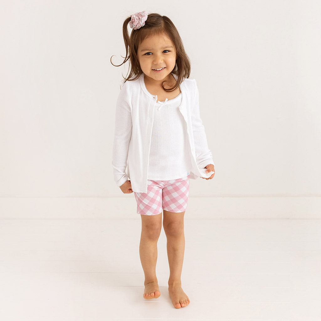 Dusty Rose Gingham Bike Shorts