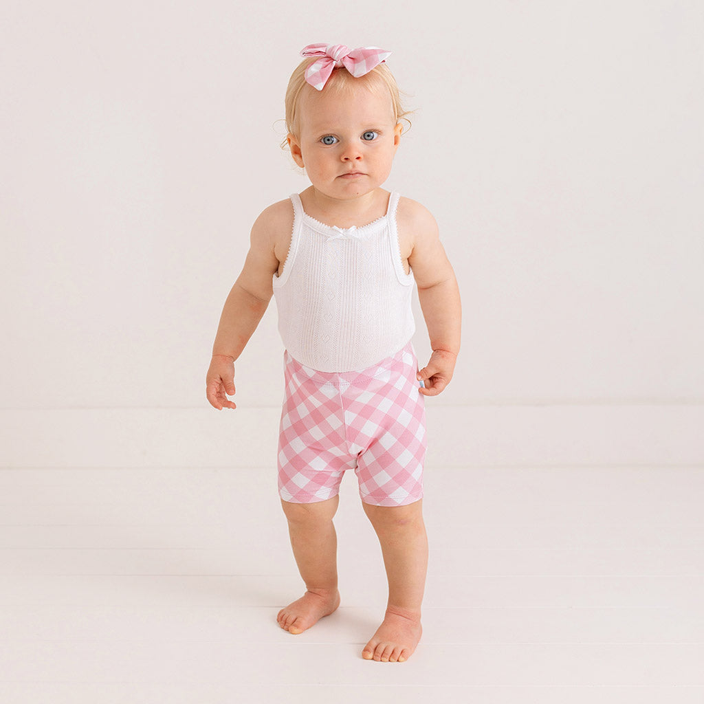 Dusty Rose Gingham Bike Shorts
