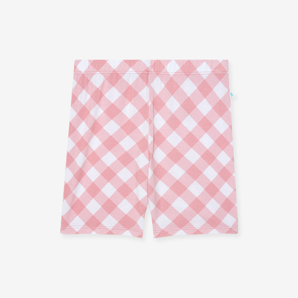 Dusty Rose Gingham Bike Shorts