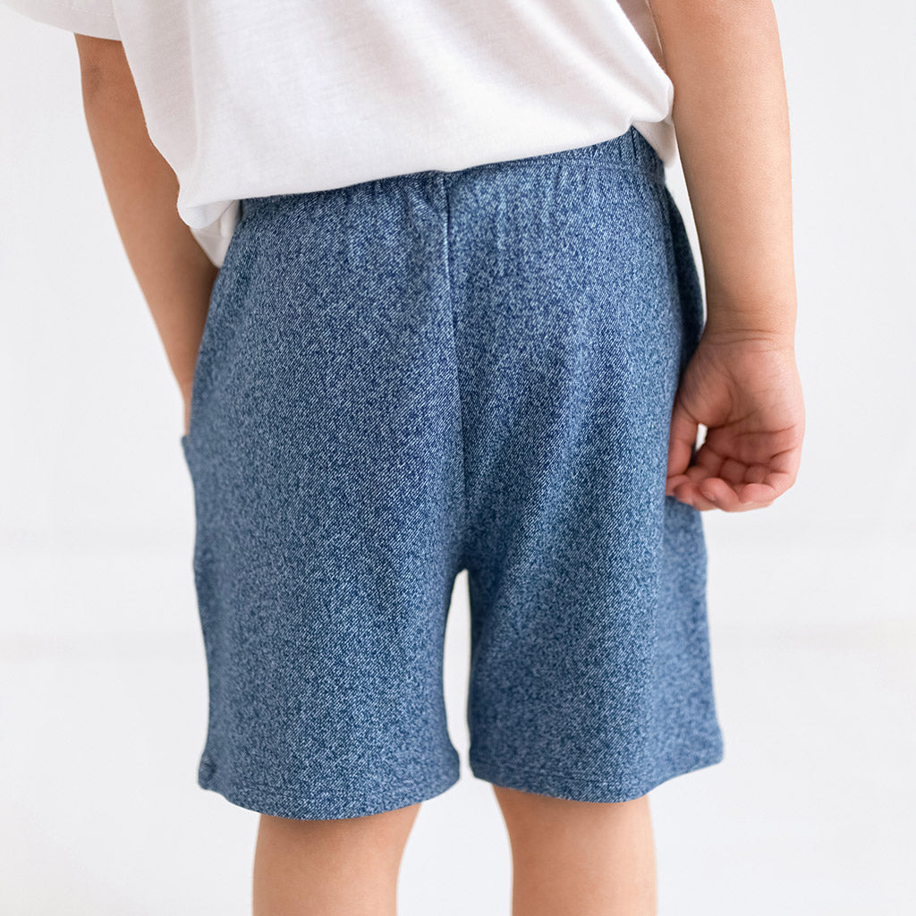 Indigo Denim French Terry Shorts