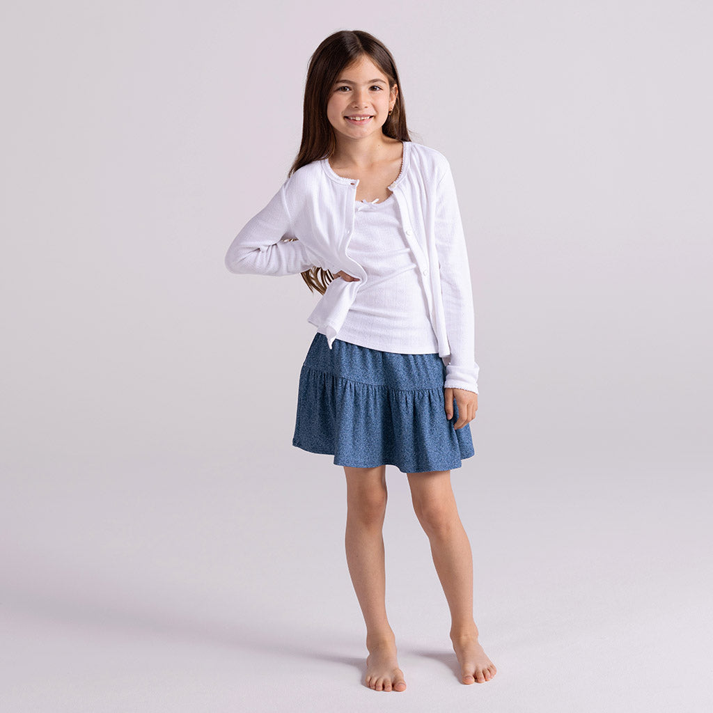 Indigo Denim French Terry Skater Skirt