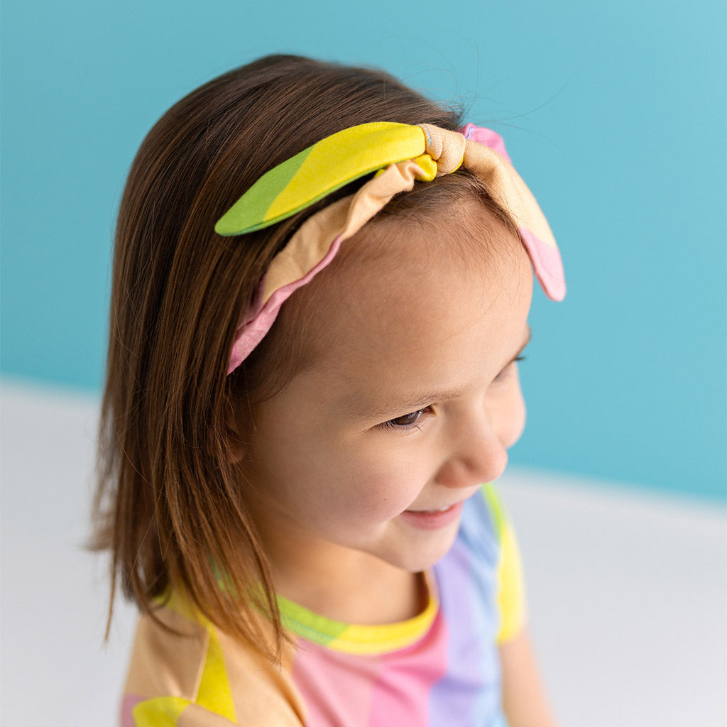 Rainbow Stripe Micro Bow Headwrap