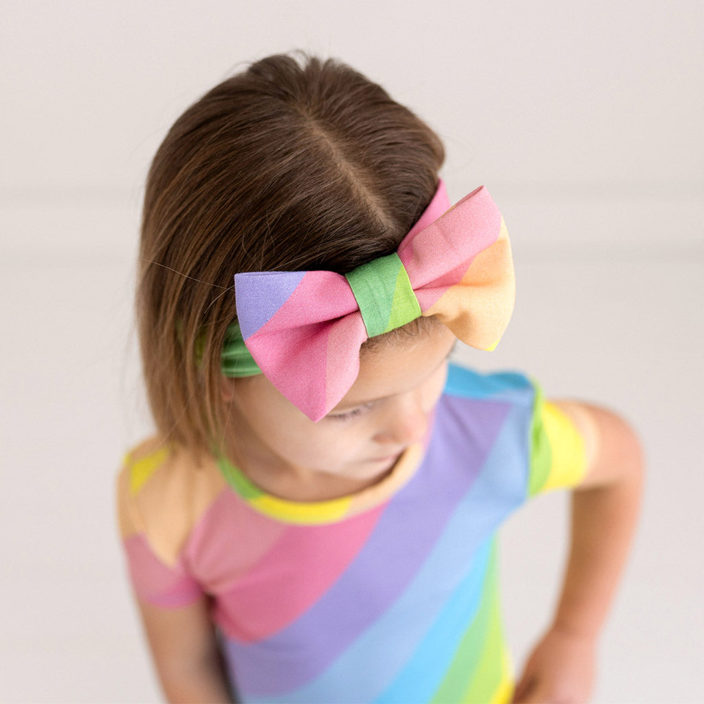 Rainbow Stripe Luxe Bow Headwrap