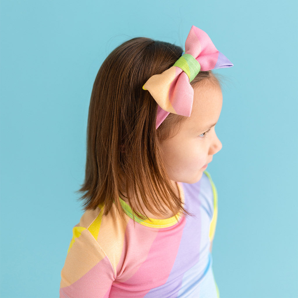 Rainbow Stripe Luxe Bow Headwrap