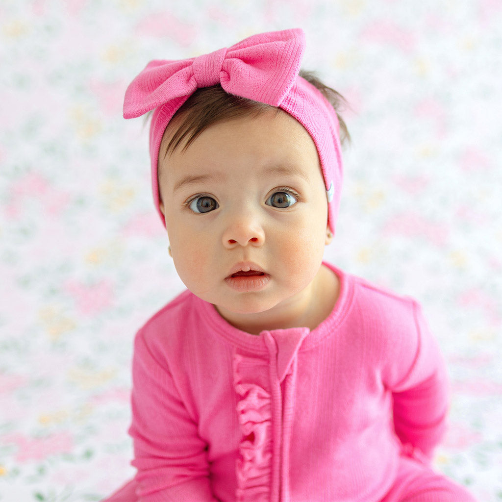 Cruisin' Pink Pointelle Luxe Bow Headwrap