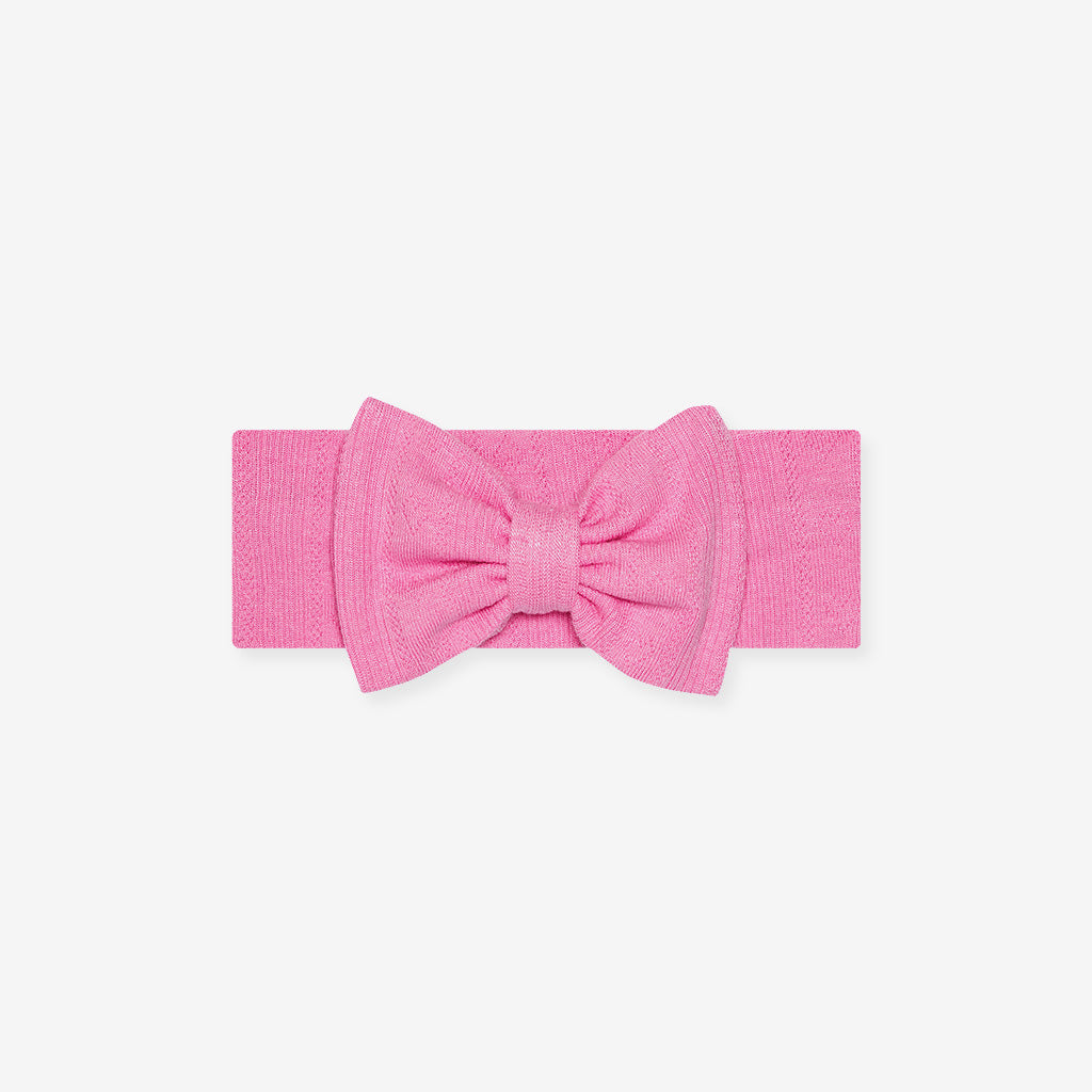 Cruisin' Pink Pointelle Luxe Bow Headwrap