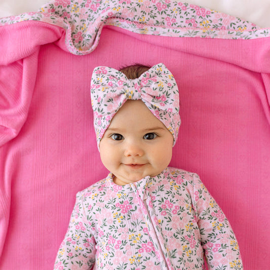 Meadow Haze Pointelle Luxe Bow Headwrap