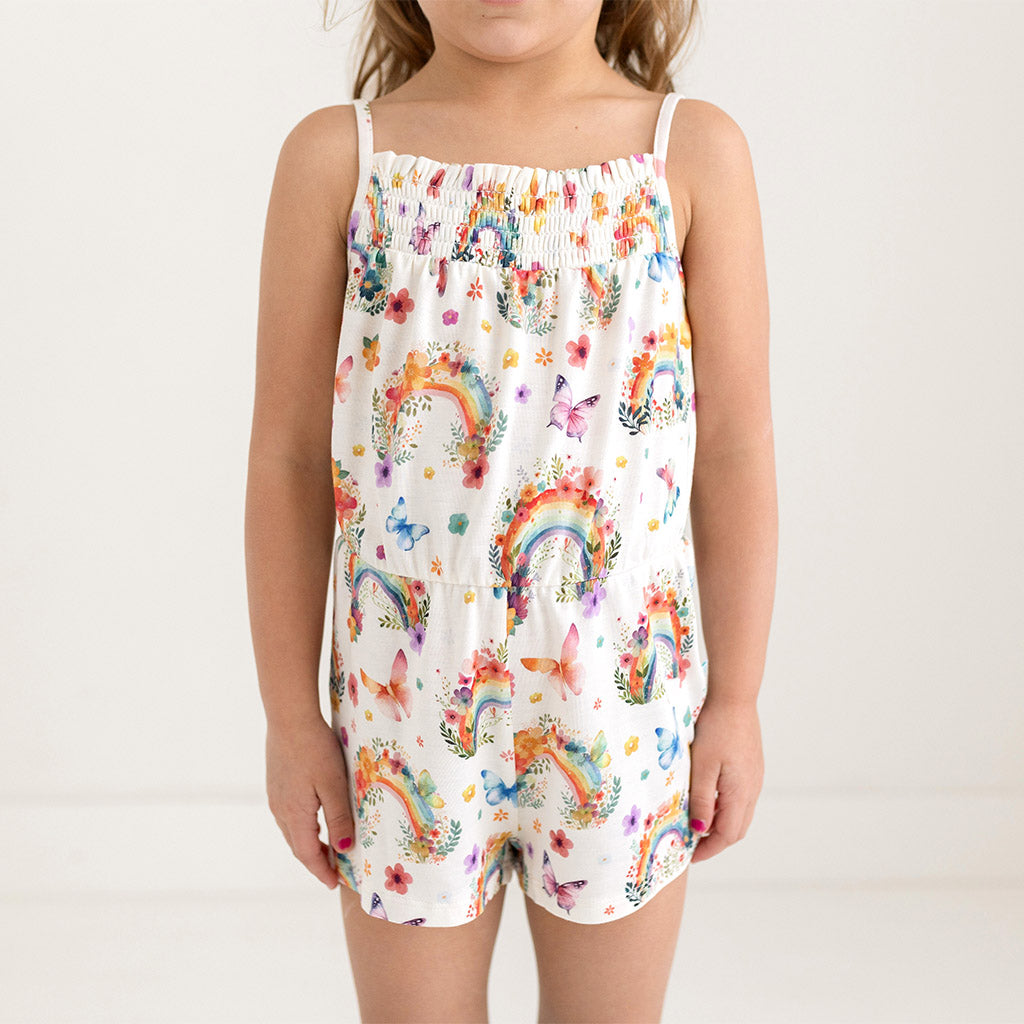 Lucky Rainbow Smocked Romper