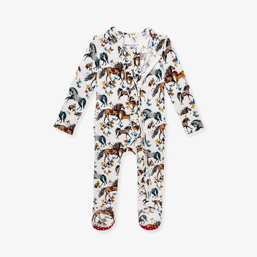 Claire Footie Ruffled Zippered One Piece