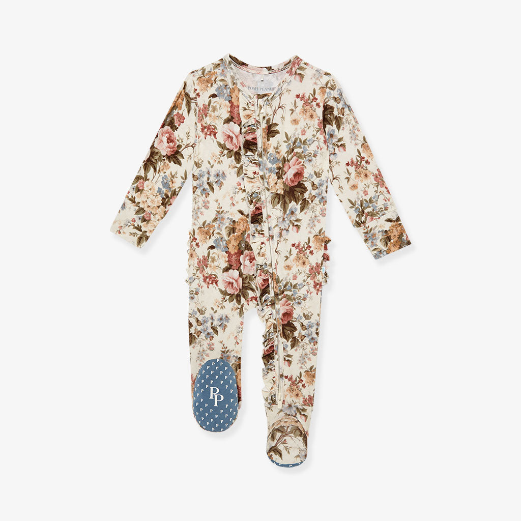 Dauphine Footie Ruffled Zippered One Piece