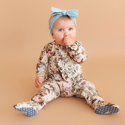 Dauphine Footie Ruffled Zippered One Piece