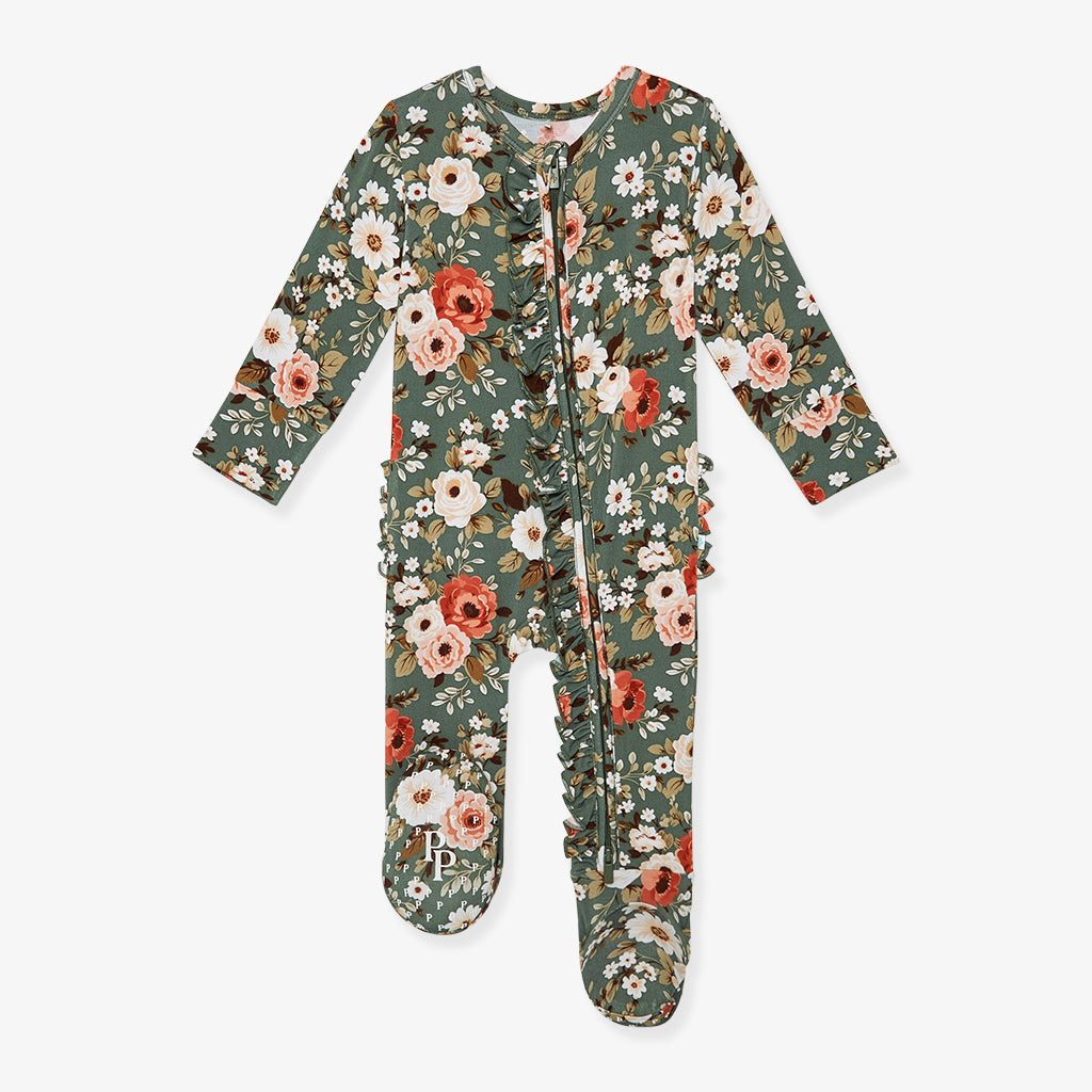 Kylee Footie Ruffled Zippered One Piece