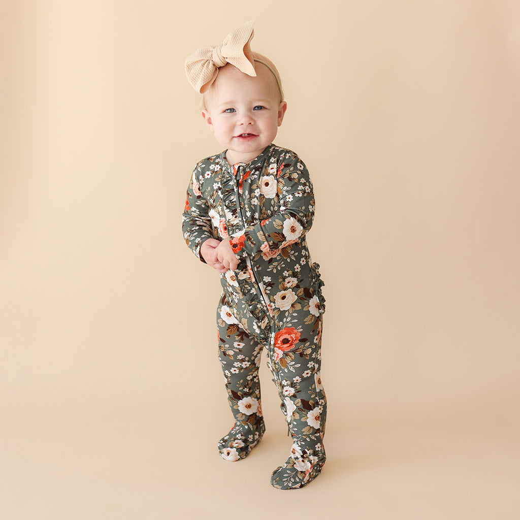 Kylee Footie Ruffled Zippered One Piece