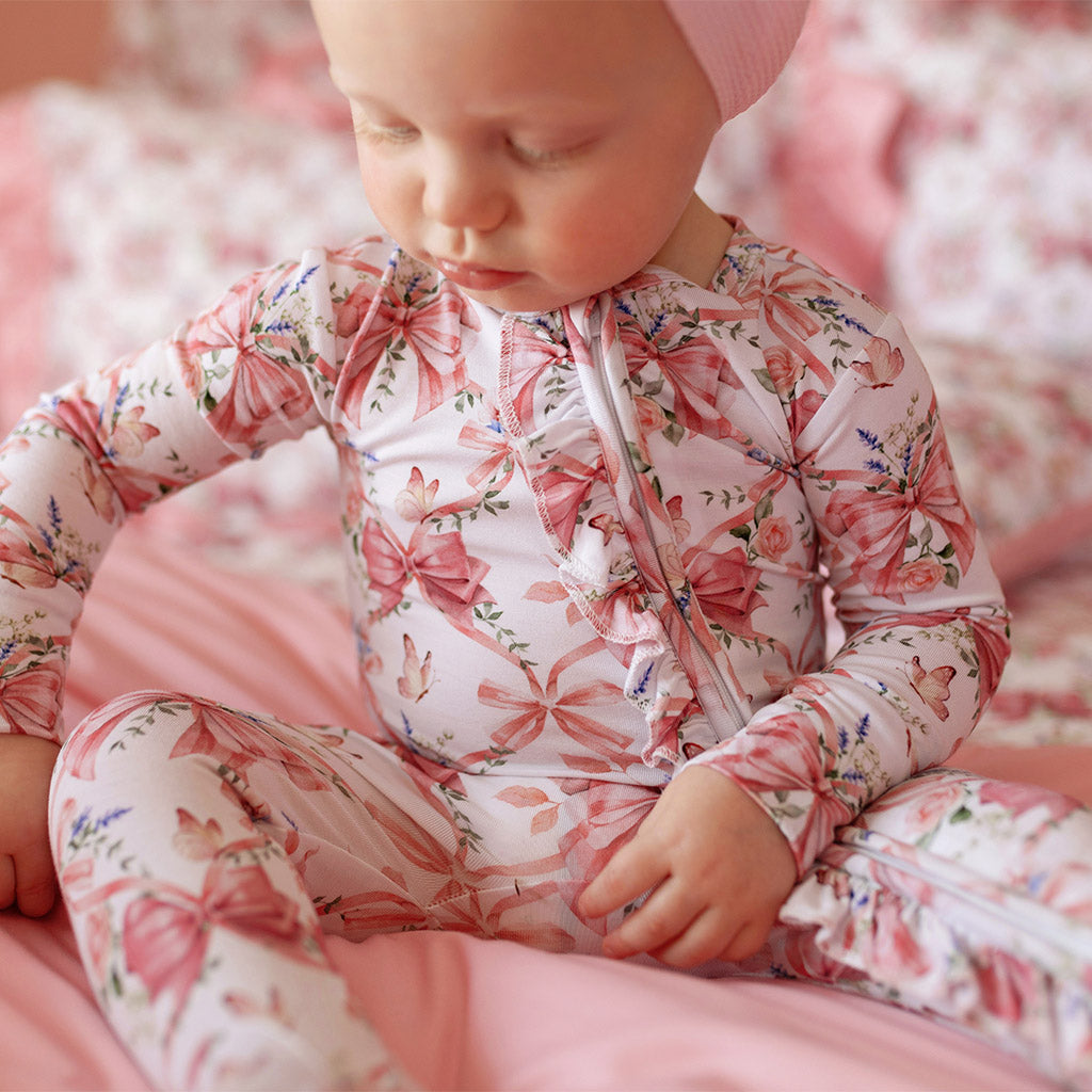Loraine Footie Ruffled Zippered One Piece