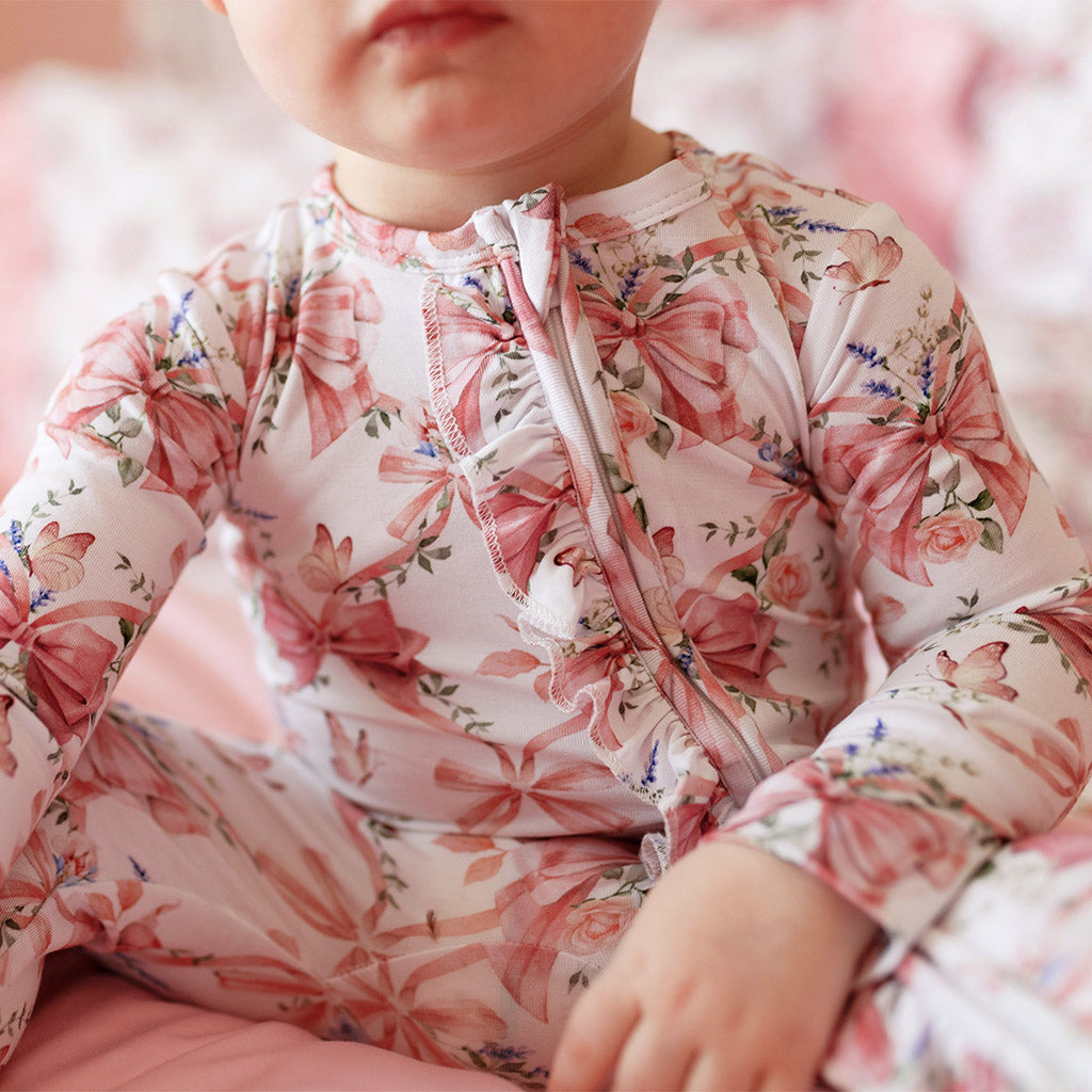 Loraine Footie Ruffled Zippered One Piece