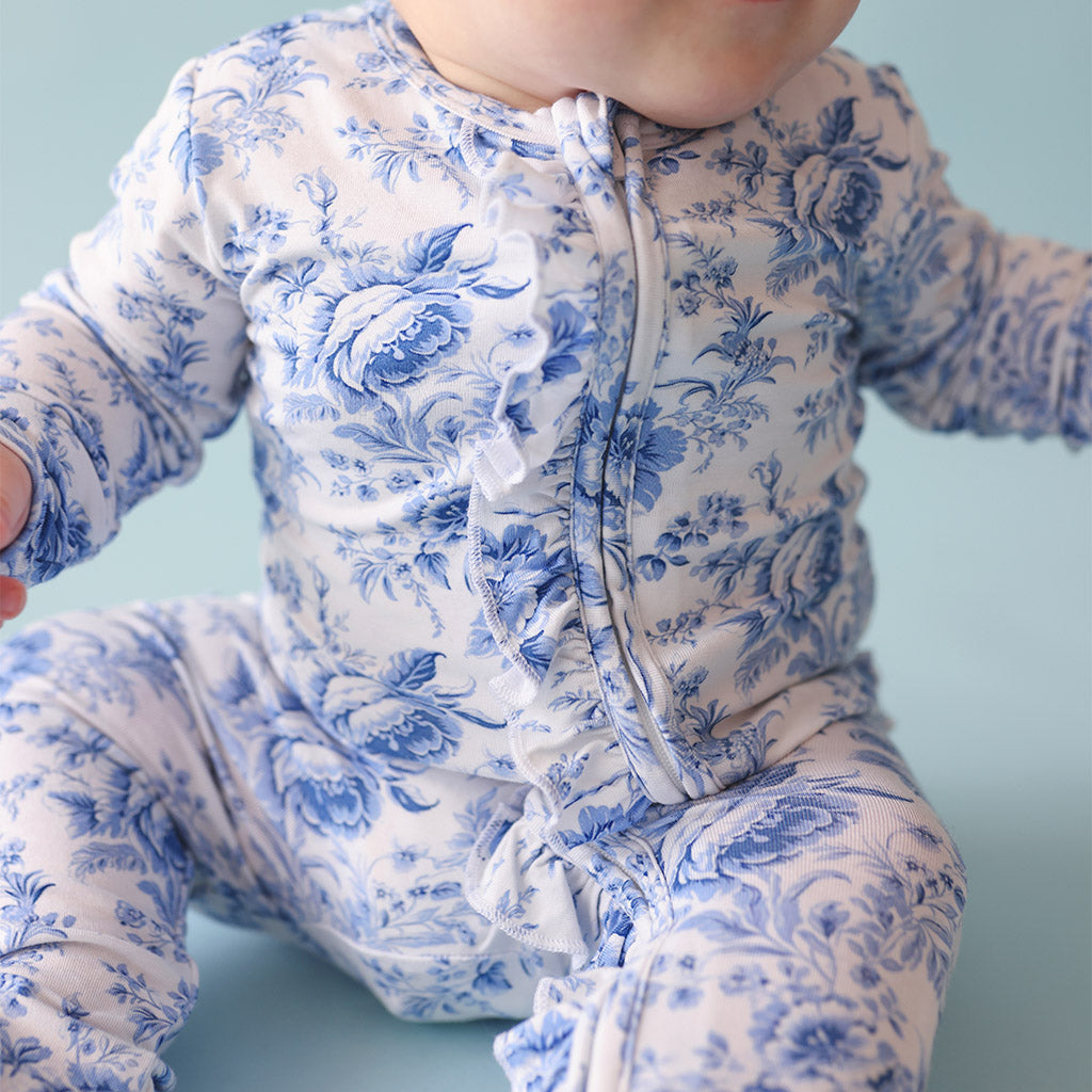 Yve Footie Ruffled Zippered One Piece