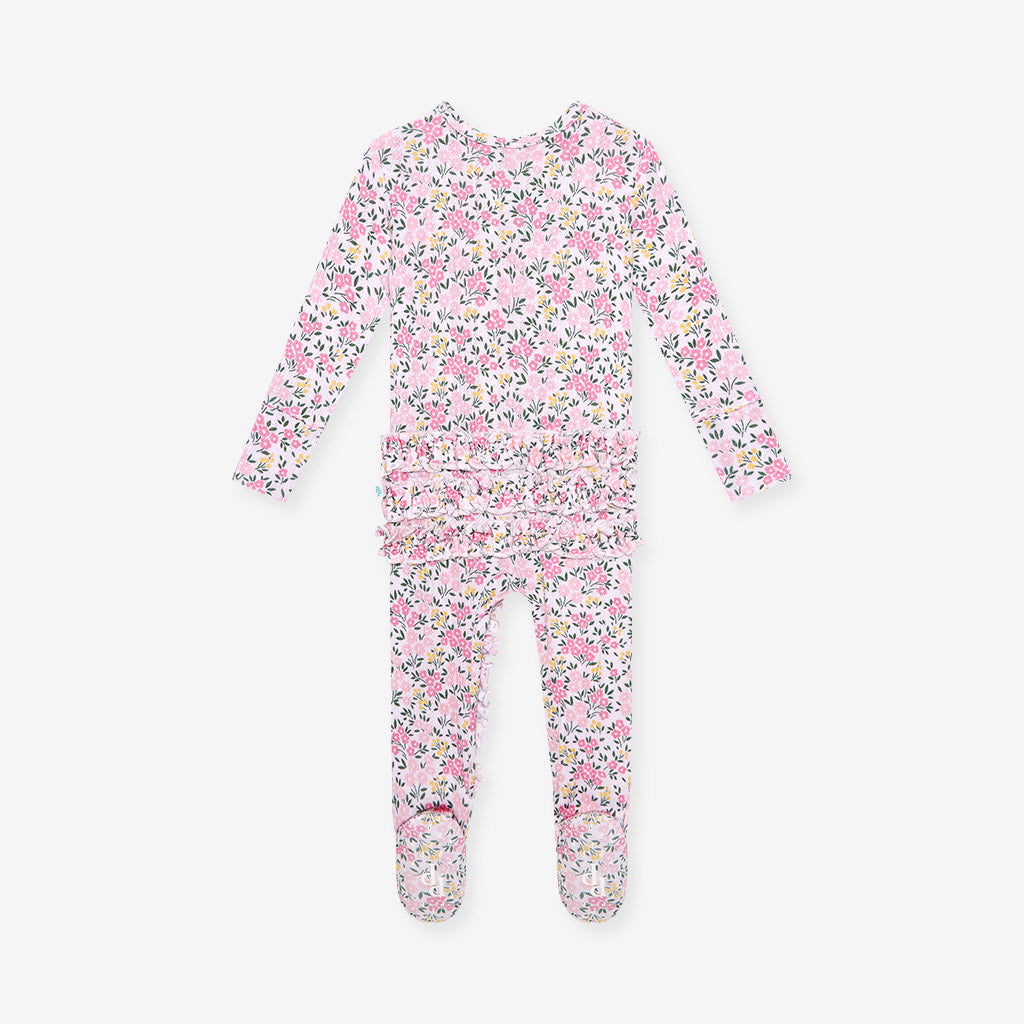 Meadow Haze Pointelle Footie Ruffled Zippered One Piece