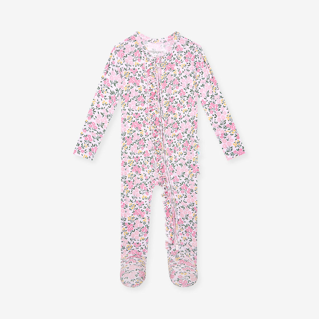 Meadow Haze Pointelle Footie Ruffled Zippered One Piece