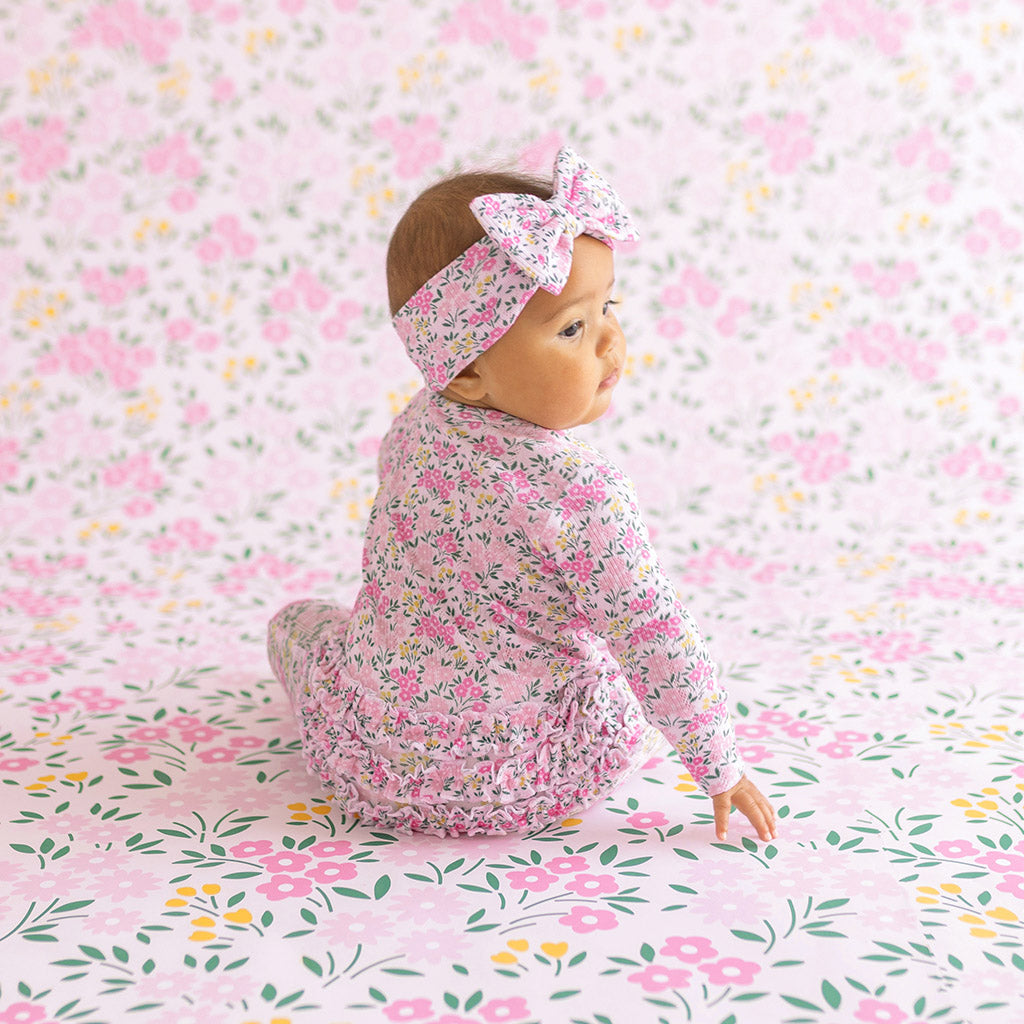Meadow Haze Pointelle Footie Ruffled Zippered One Piece