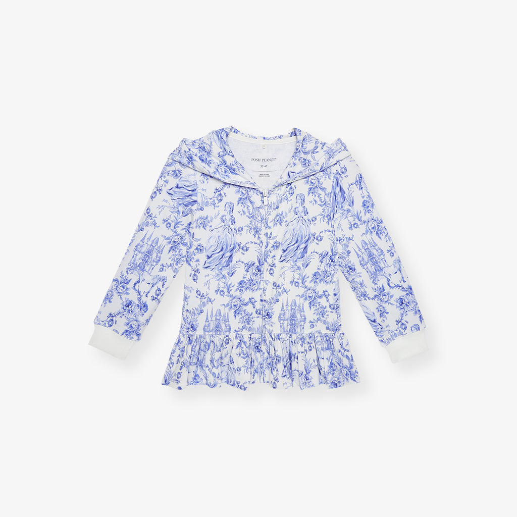 Briar French Terry Long Sleeve Ruffled Zippered Hoodie
