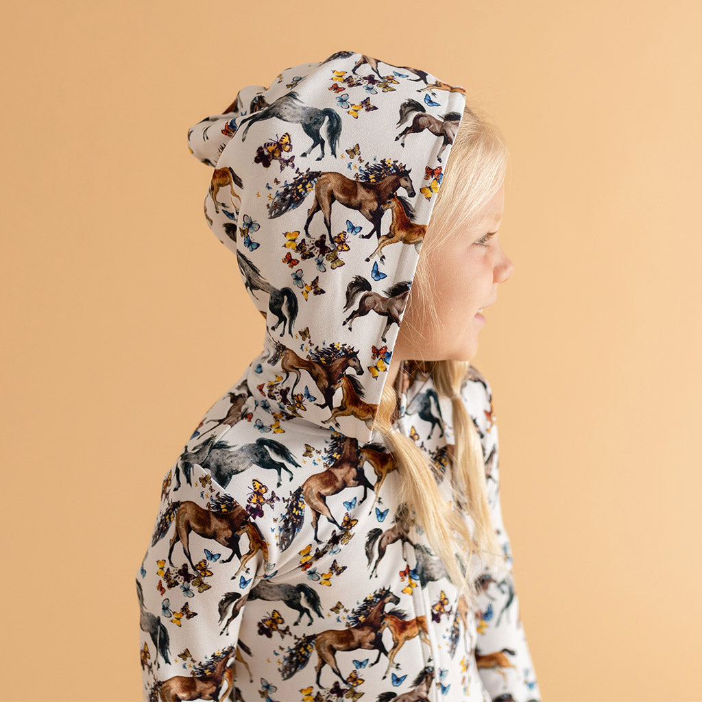 Claire French Terry Ruffled Zippered Hoodie