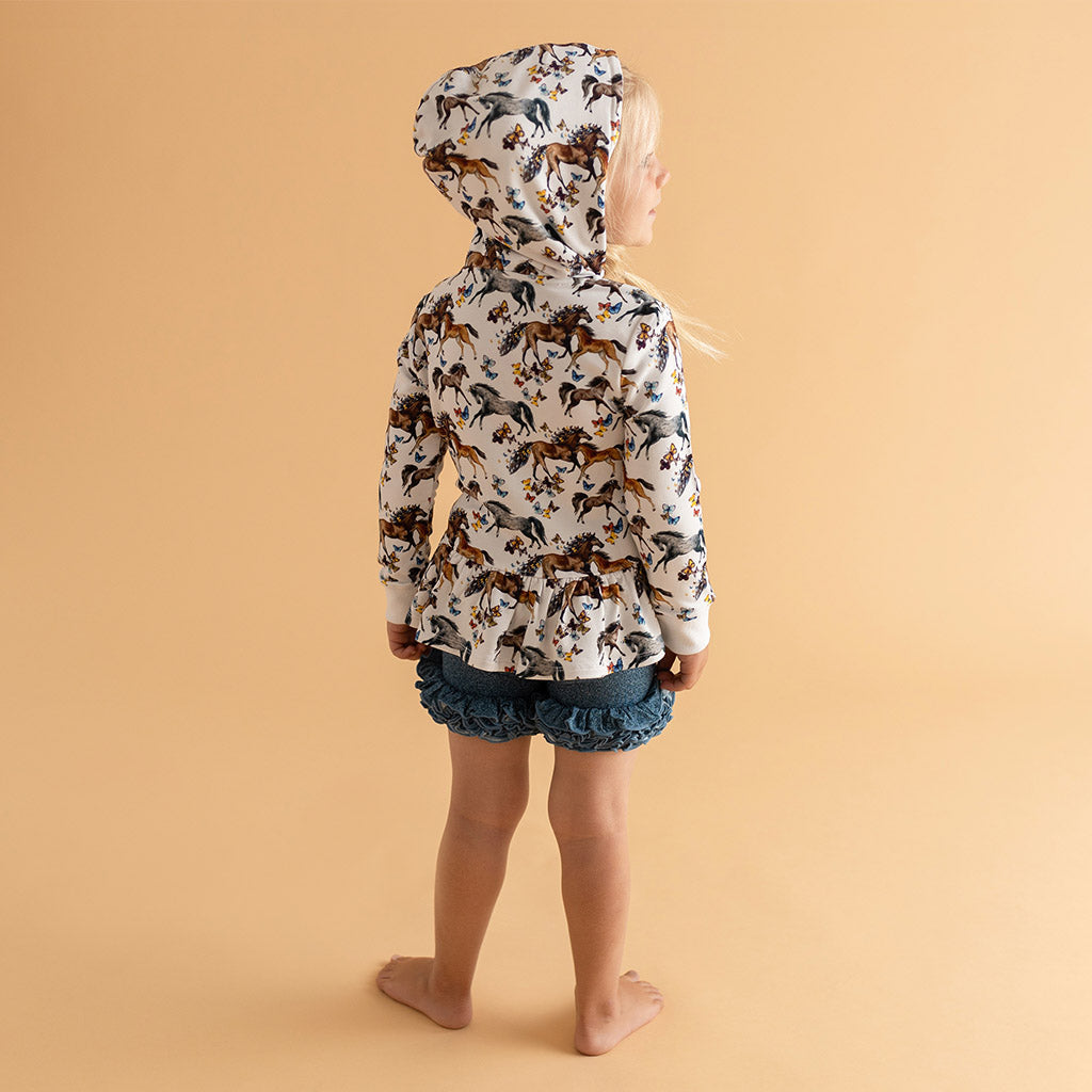 Claire French Terry Ruffled Zippered Hoodie