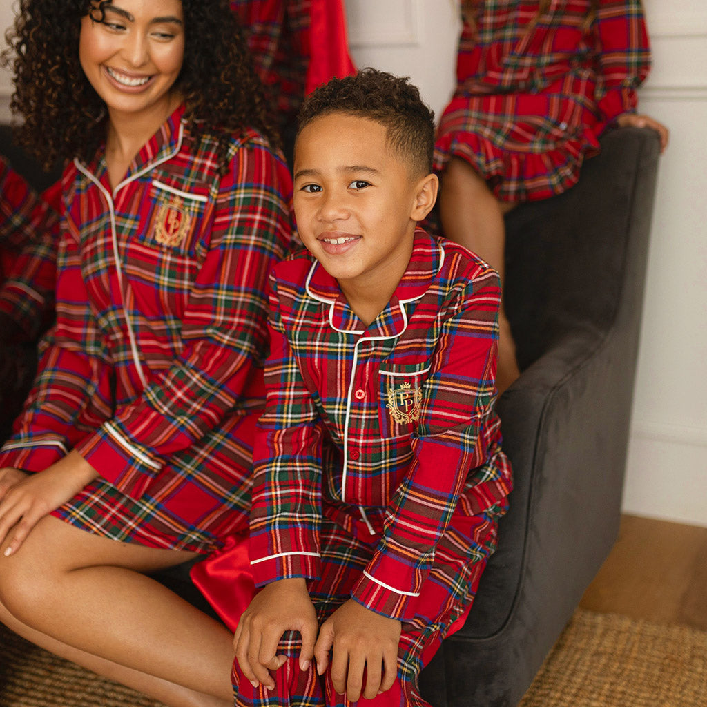 Red Tartan Plaid Flannelette Luxe Pajama Set