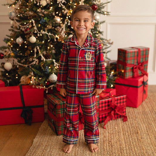 Red Tartan Plaid Flannelette Luxe Pajama Set