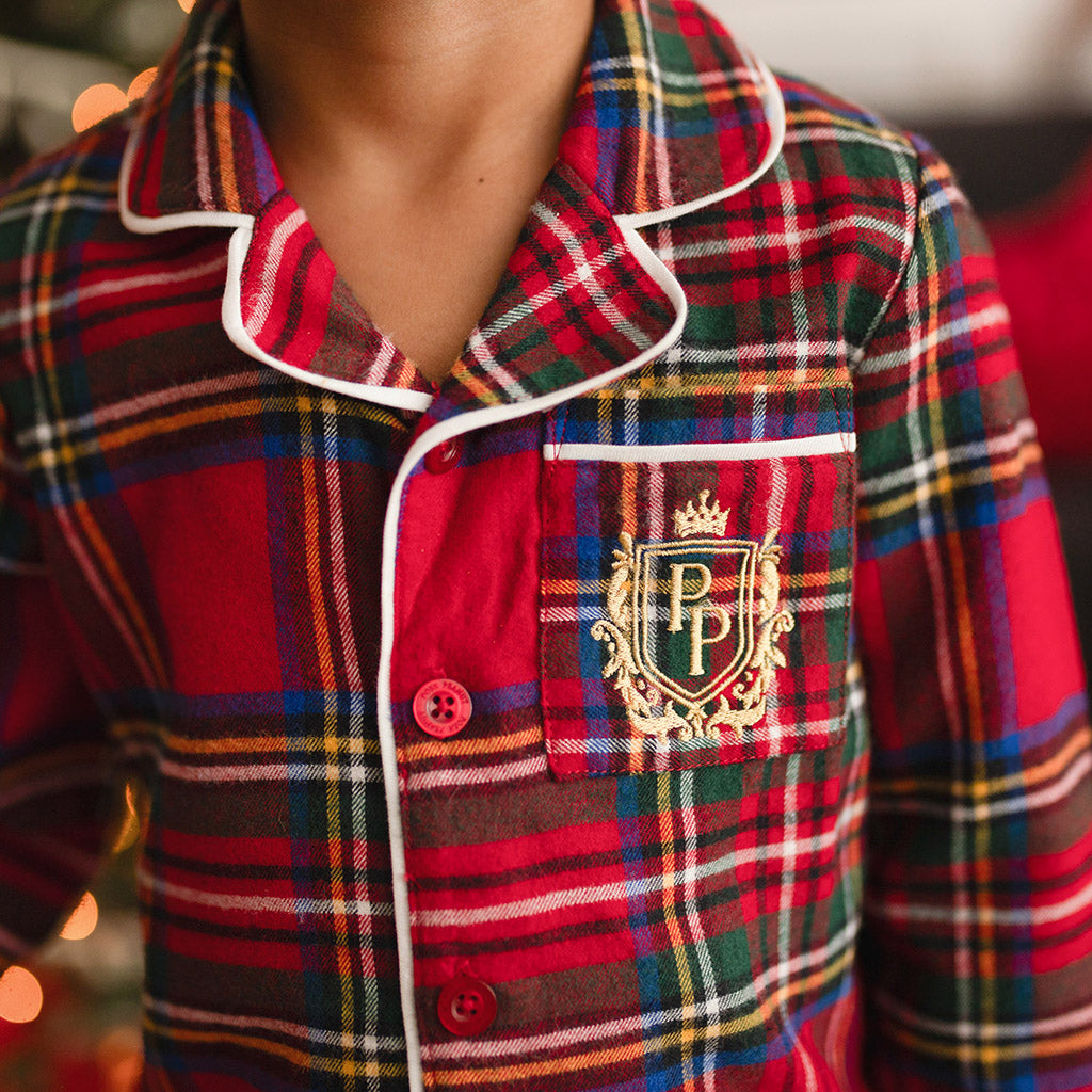 Red Tartan Plaid Flannelette Luxe Pajama Set