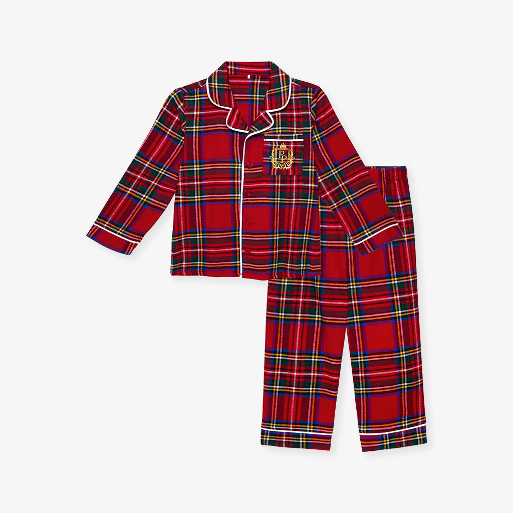Red Tartan Plaid Flannelette Luxe Pajama Set