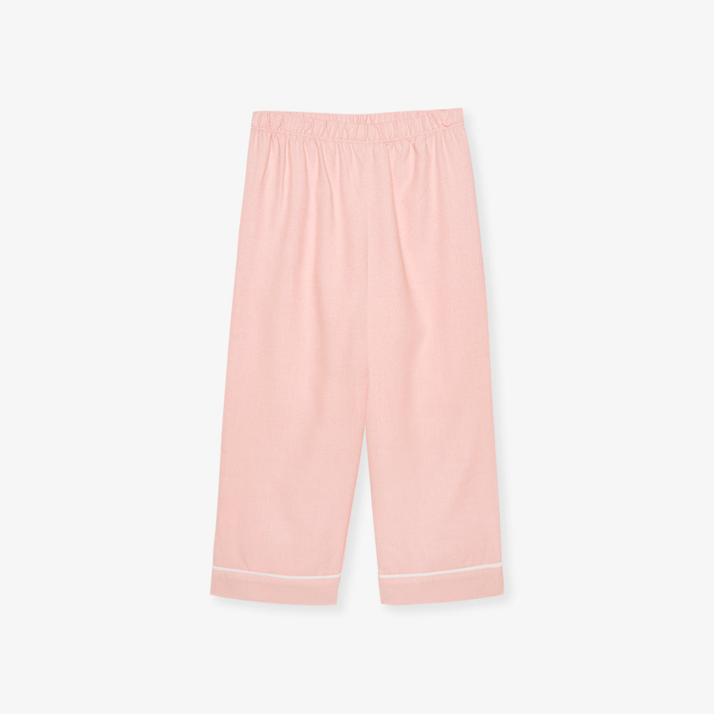Powder Pink Flannelette Ruffled Pajama Set