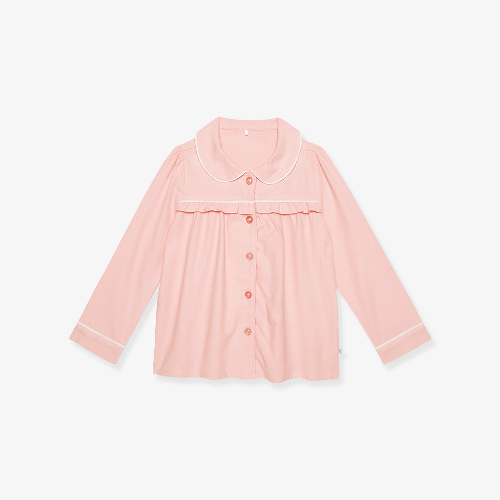 Powder Pink Flannelette Ruffled Pajama Set
