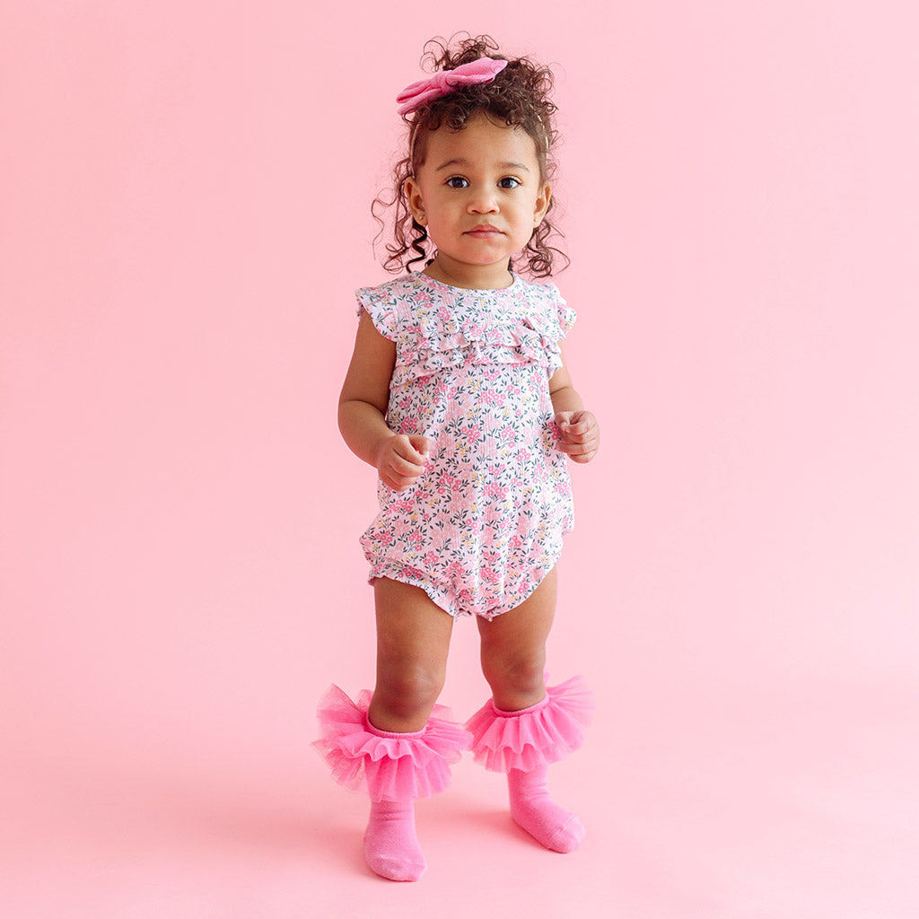 Meadow Haze Pointelle Ruffled Bubble Romper