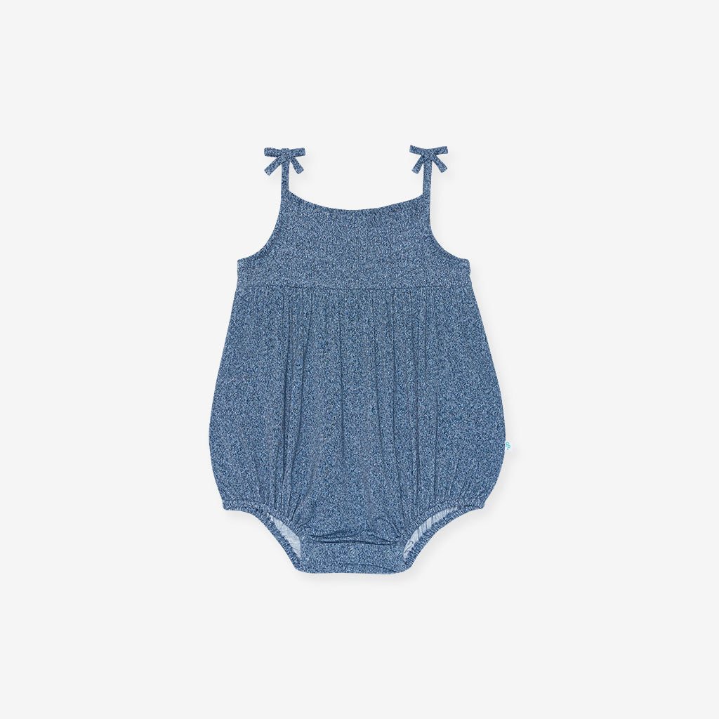 Indigo Denim Sleeveless Smocked Bubble Romper