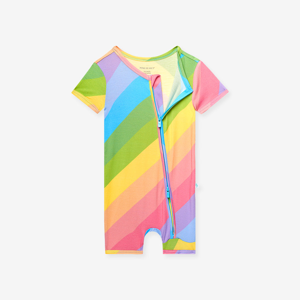 Rainbow Stripe Zippered Romper