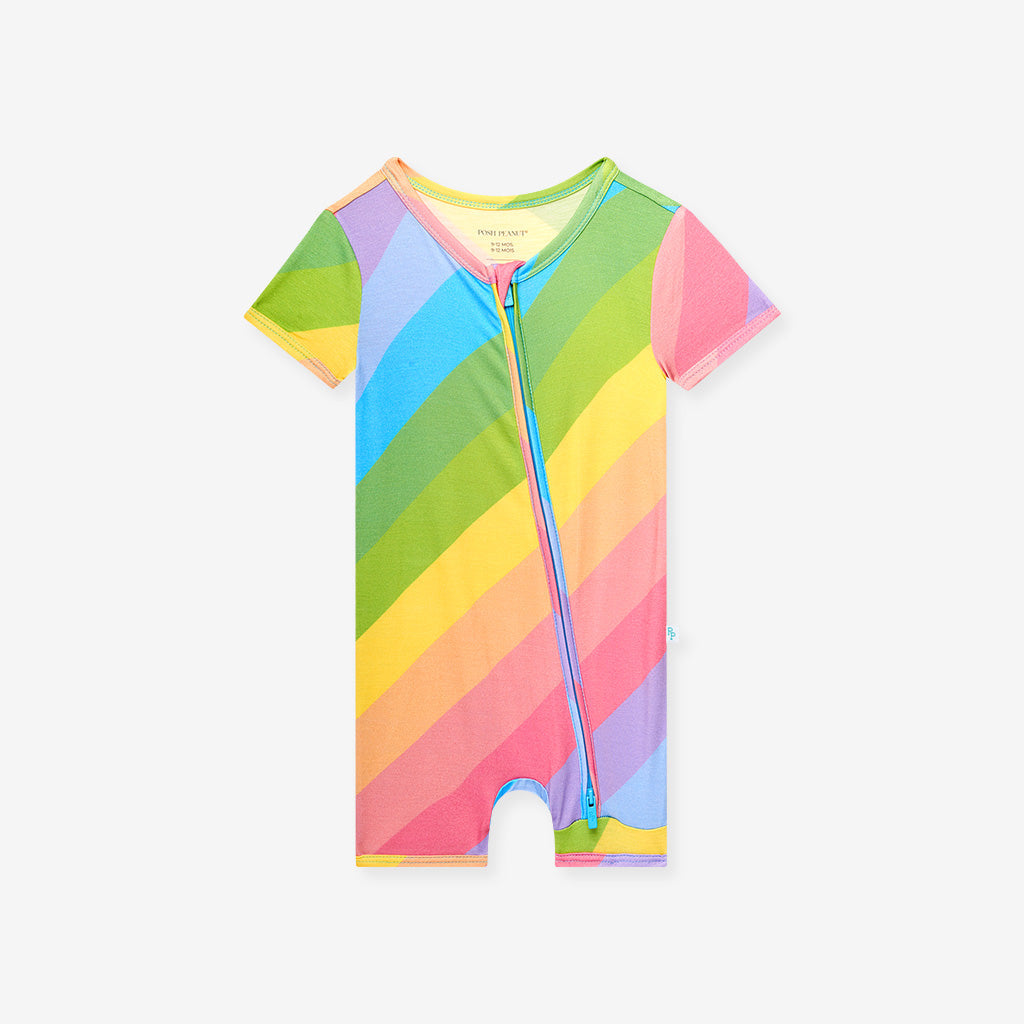 Rainbow Stripe Zippered Romper