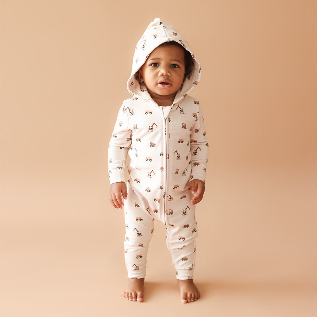 Dalton French Terry Zippered Hooded Romper