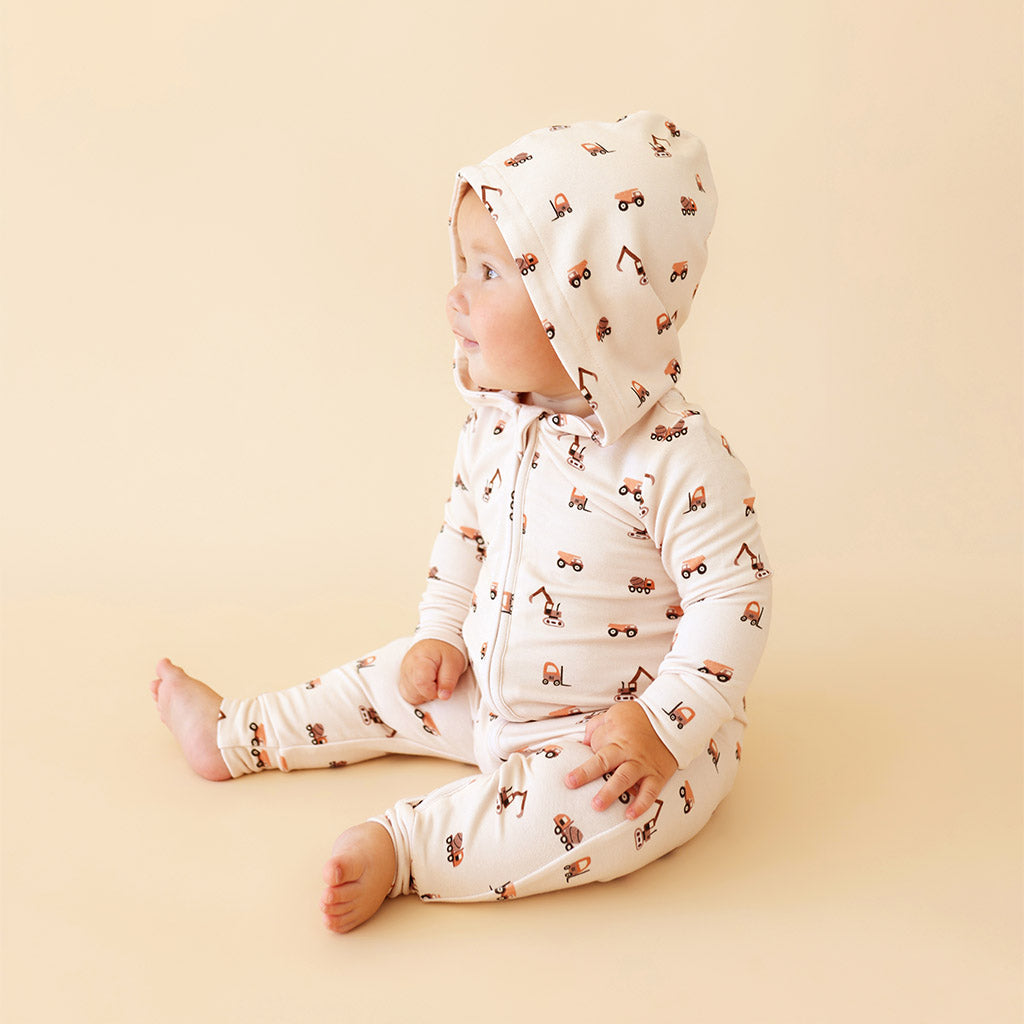 Dalton French Terry Zippered Hooded Romper