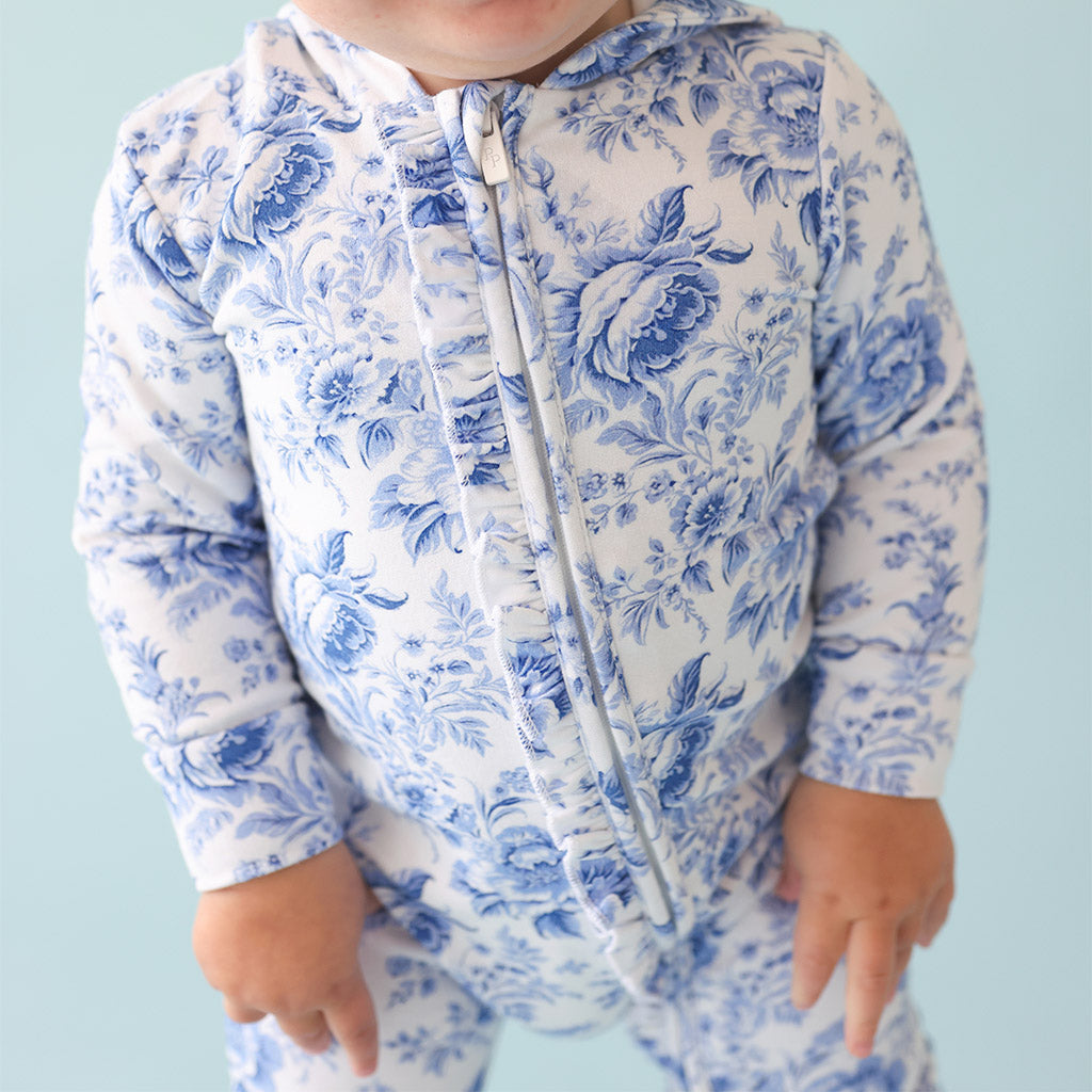 Yve French Terry Hooded Ruffle Romper