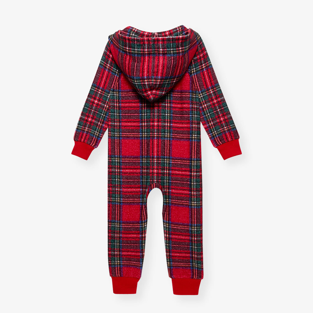 Red Tartan Plaid Pacci™ Hooded Jumpsuit