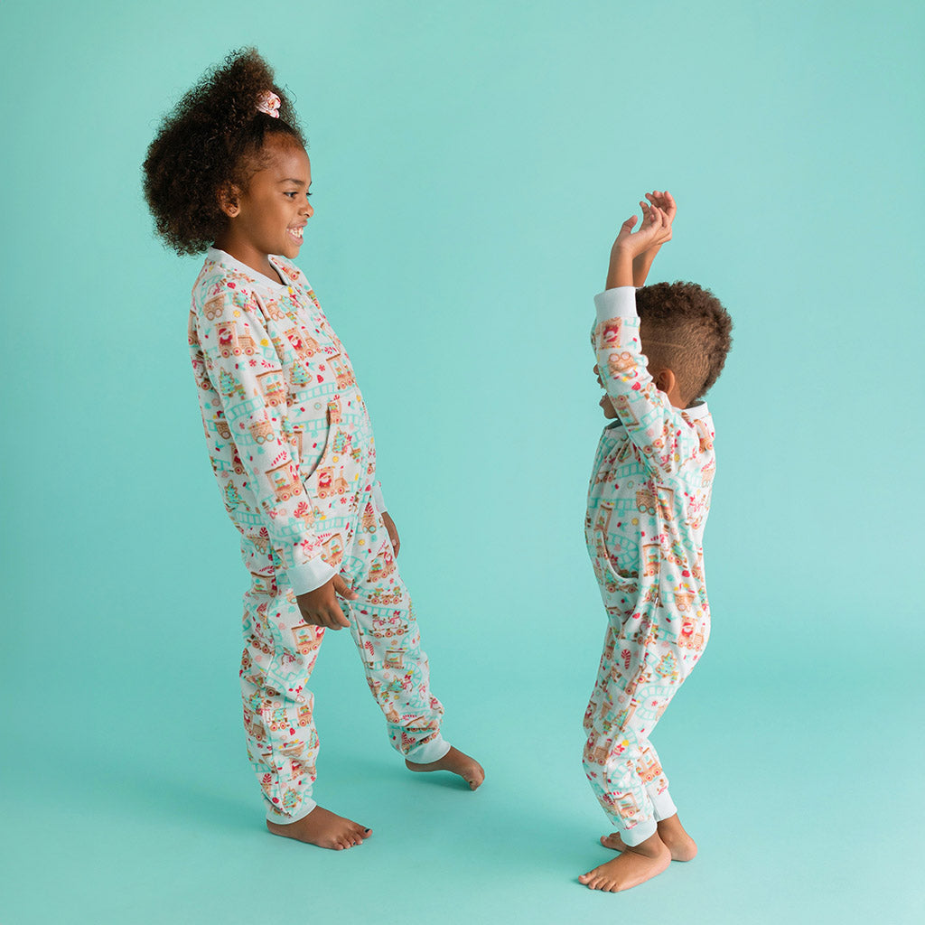 Gingerbread Train Microfleece Jumpsuit