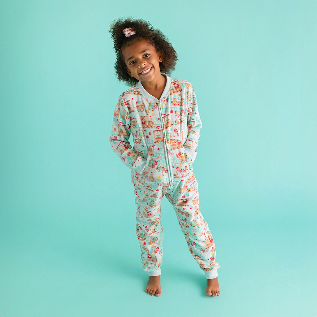 Gingerbread Train Microfleece Jumpsuit