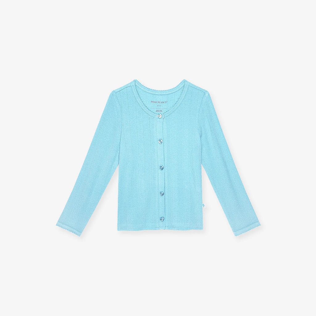 Spring Dusk Blue Pointelle Cardigan