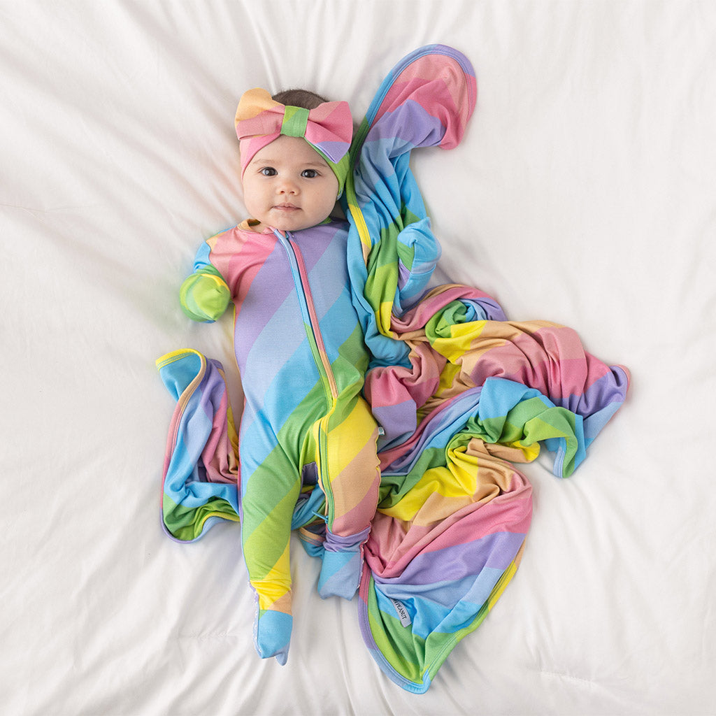 Rainbow Stripe & Rainbow Blue Patoo® Blanket