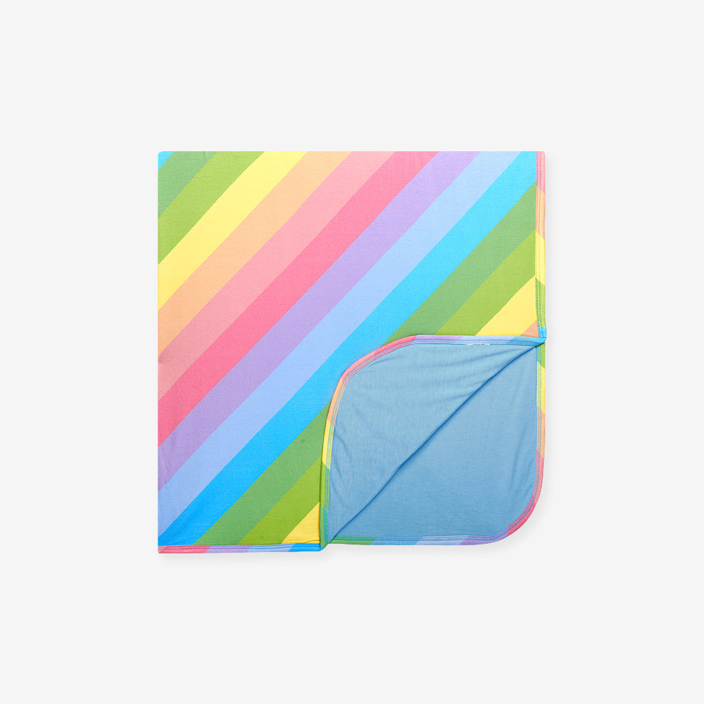 Rainbow Stripe & Rainbow Blue Patoo® Blanket