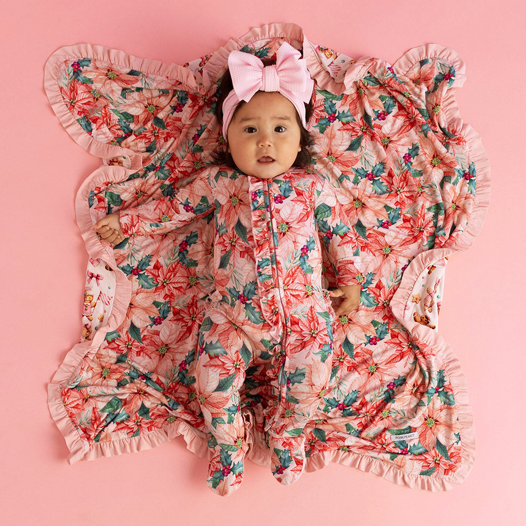 Poinsettia & Ginger Posh Ruffled Luxette Patoo® Blanket