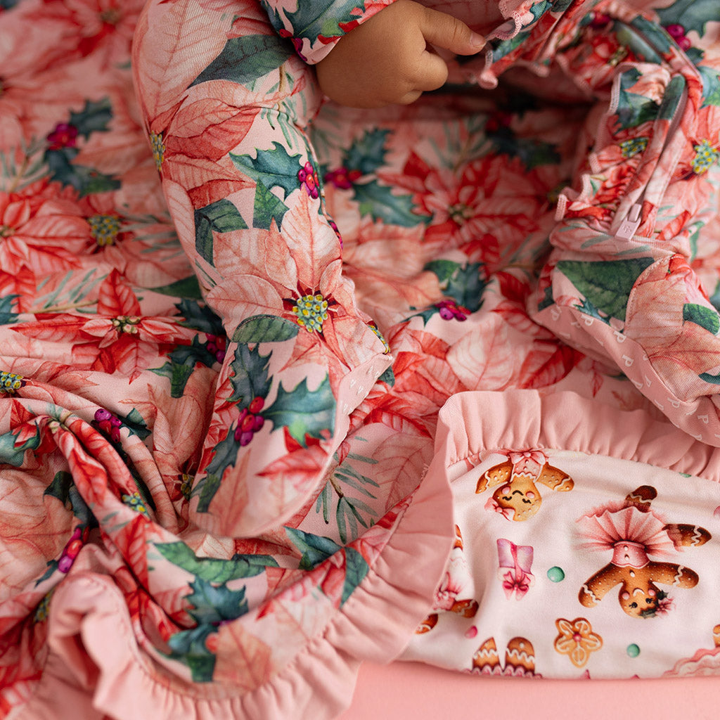 Poinsettia & Ginger Posh Ruffled Luxette Patoo® Blanket